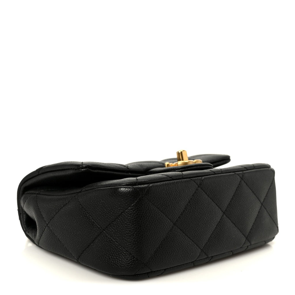 Caviar Quilted Mini Sweetheart Rectangular Flap Black