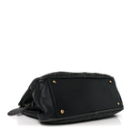 Calfskin Quilted Stitch Triptych Tote Black
