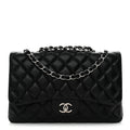 Lambskin Quilted Jumbo Single Flap Black