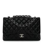 Lambskin Quilted Jumbo Single Flap Black