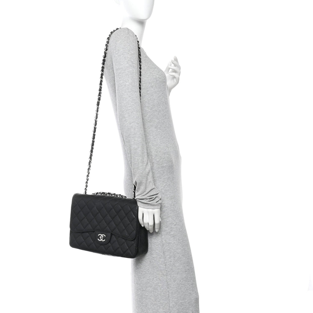 Caviar Quilted Jumbo Single Flap Black