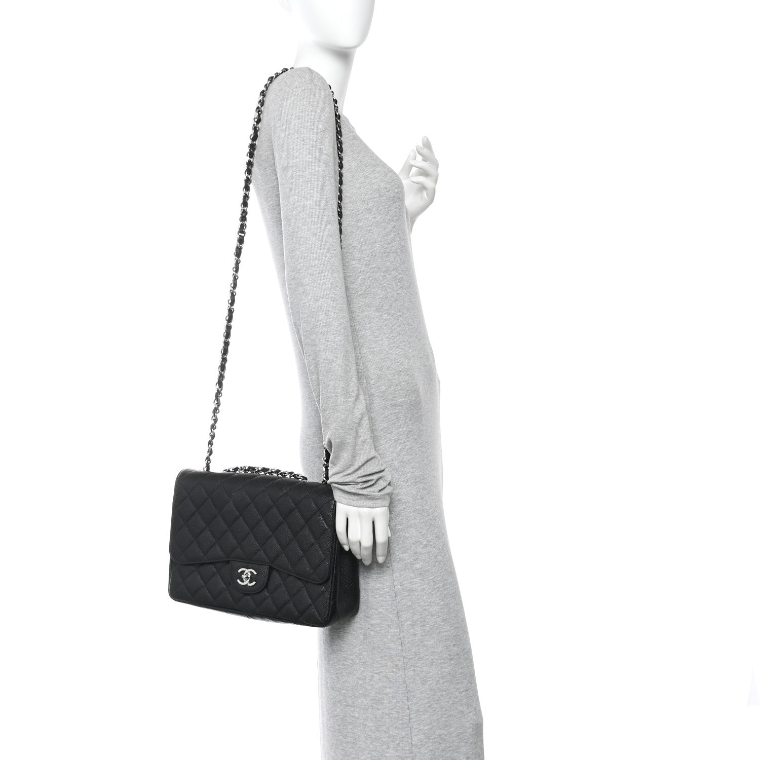Caviar Quilted Jumbo Single Flap Black