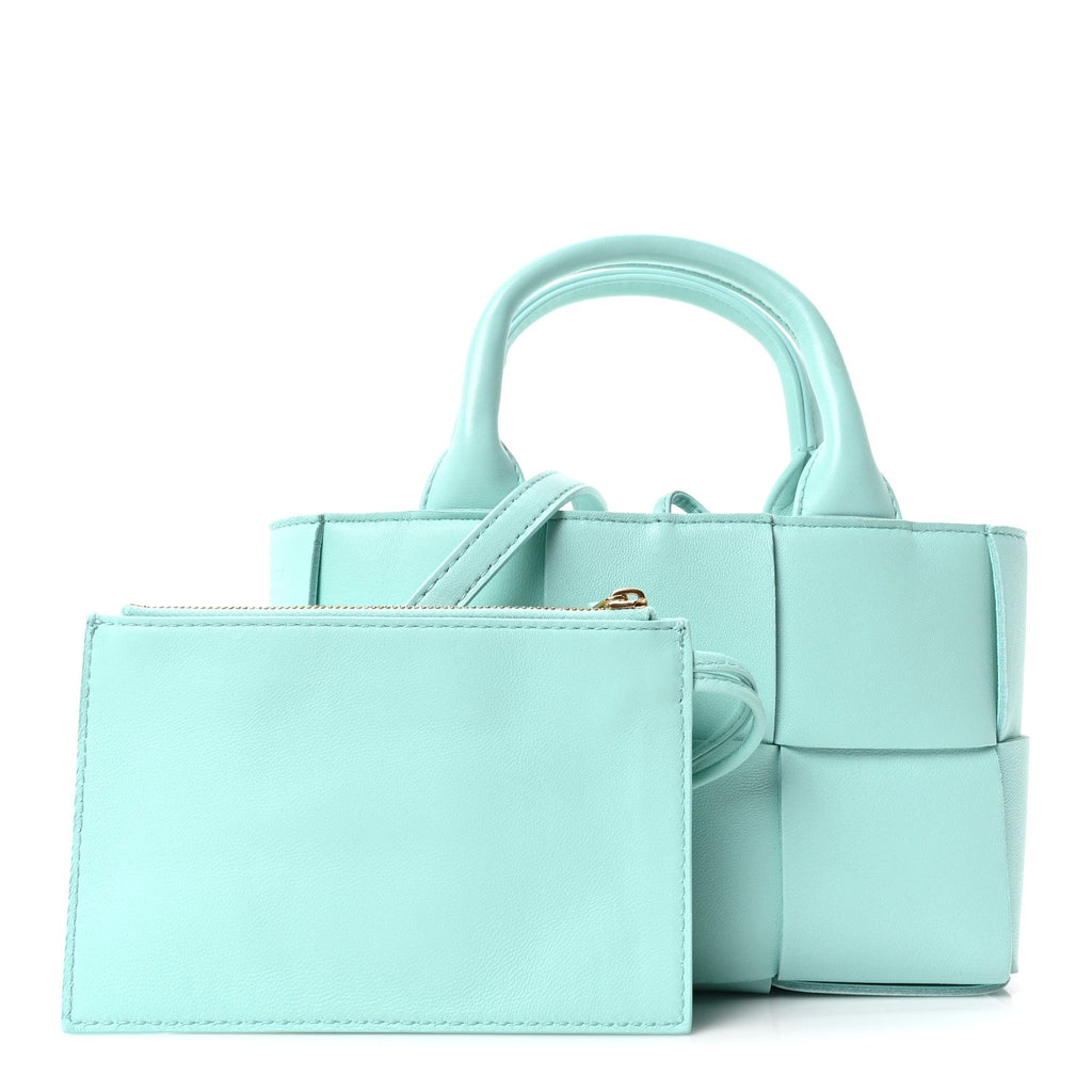 Grained Calfskin Maxi Intrecciato Mini Arco Tote Pale Blue