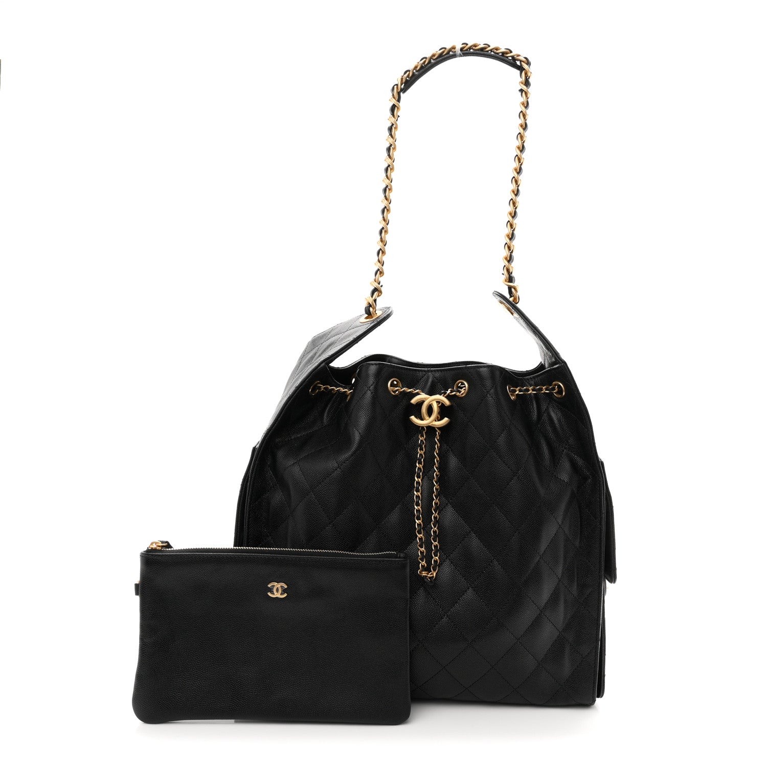 Caviar Quilted Medium Chanel 25 Handbag Black