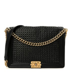 Braided Sheepskin Large Boy Reverso Flap Black