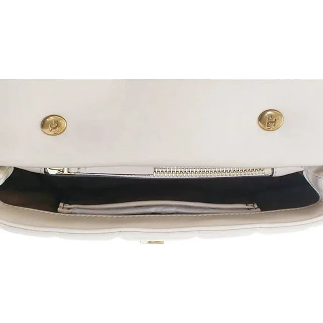 Tory Burch Kira Small Leather Quilted Handbag Satchel Bag Ivory White Purse NEW