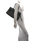 Grained Calfskin Stitched Urban Essentials Large Shopping Bag Black