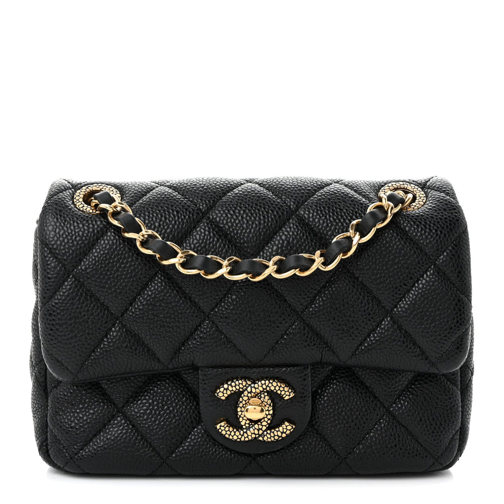 Grained Lambskin Quilted Mini Flap Black