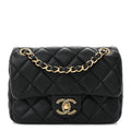 Grained Lambskin Quilted Mini Flap Black