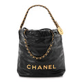 Shiny Calfskin Quilted Mini Chanel 22 Black