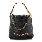 Shiny Calfskin Quilted Mini Chanel 22 Black