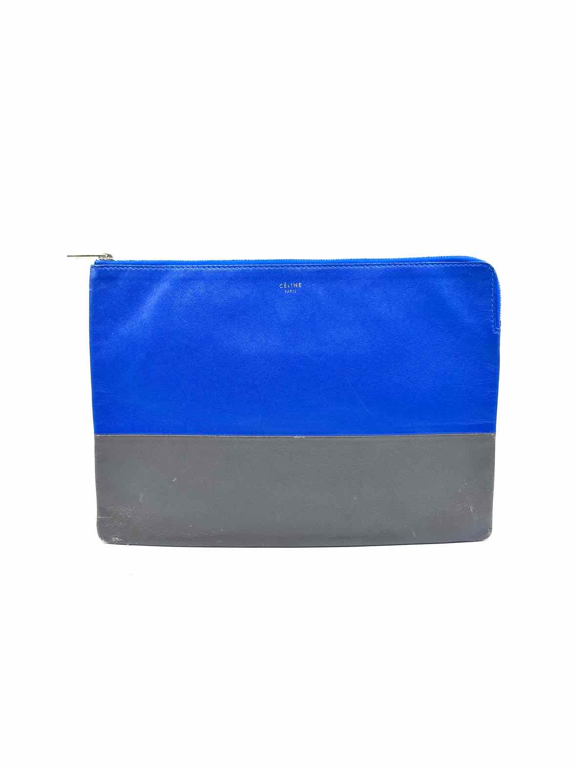 CELINE Blue, brown Leather Clutch