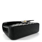 Caviar Quilted Medium Double Flap Black