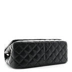Lambskin Surpique Chevron Medium Single Flap Black