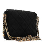 Velvet Quilted Crush On Chains Flap Bag Black