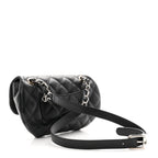 Calfskin Quilted CC Uniform Flap Belt Bag Black