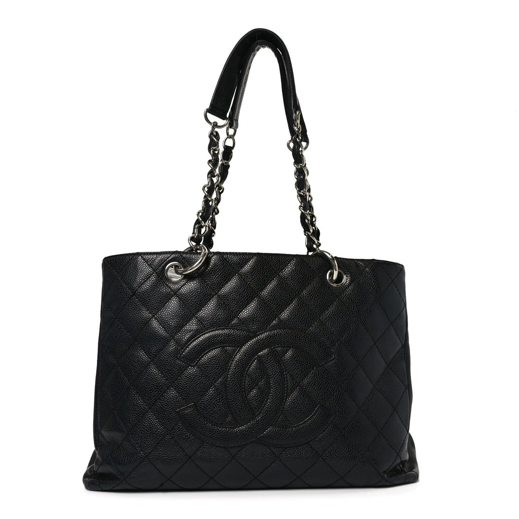 Caviar Quilted Grand Shopping Tote GST Black