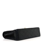 Lambskin Quilted Medium Double Flap Black