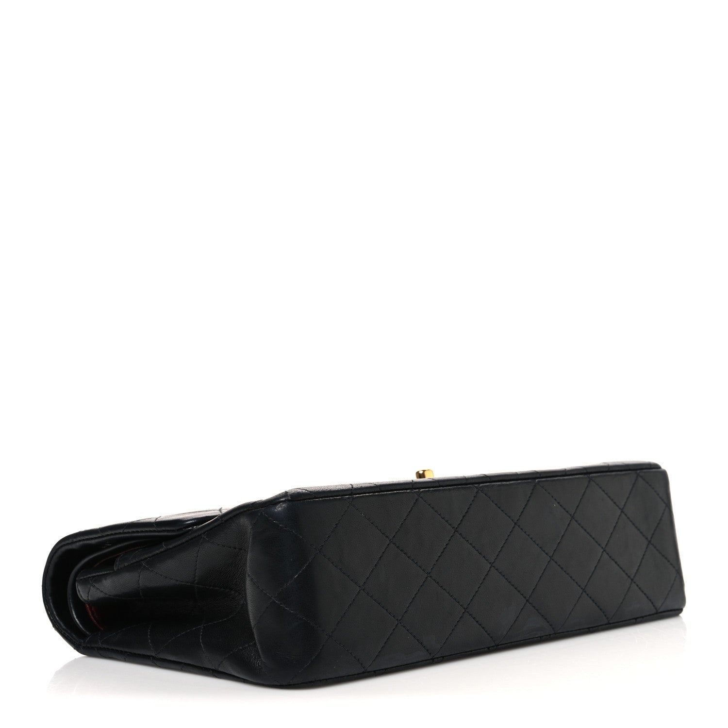 Lambskin Quilted Medium Double Flap Black