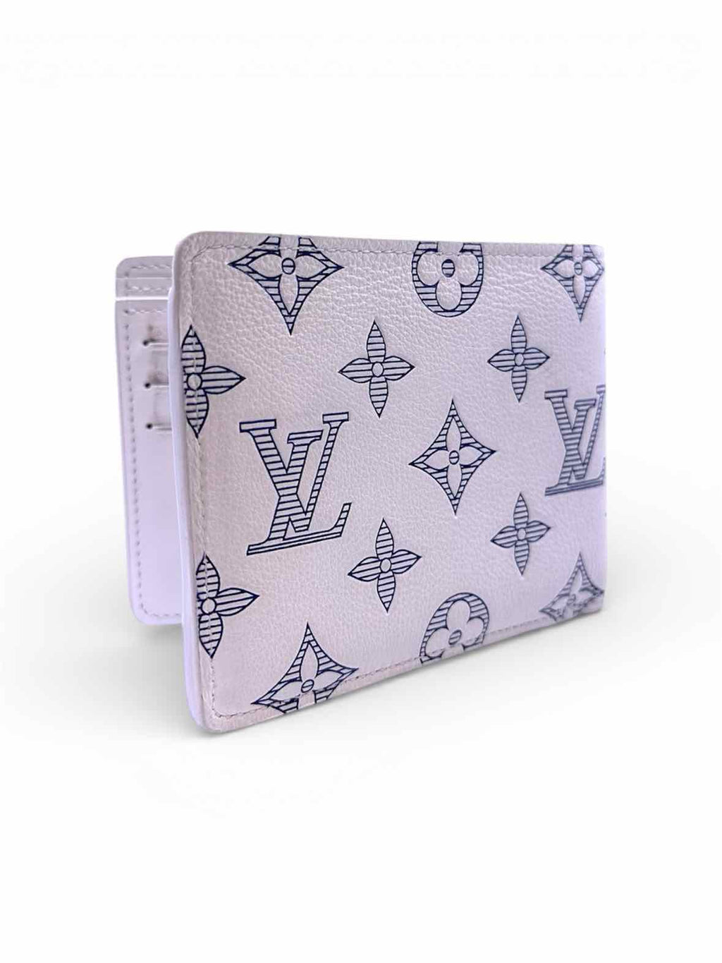 LOUIS VUITTON Shadow Navy, White Leather Monogram Wallet