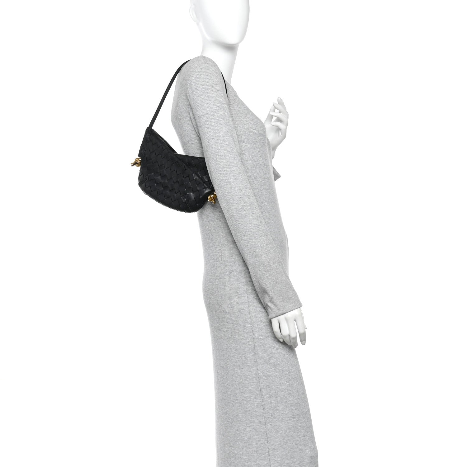 Nappa Intrecciato Mini Solstice Shoulder Bag Black