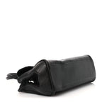 Grained Calfskin Stitched Urban Essentials Small Shopping Bag Black