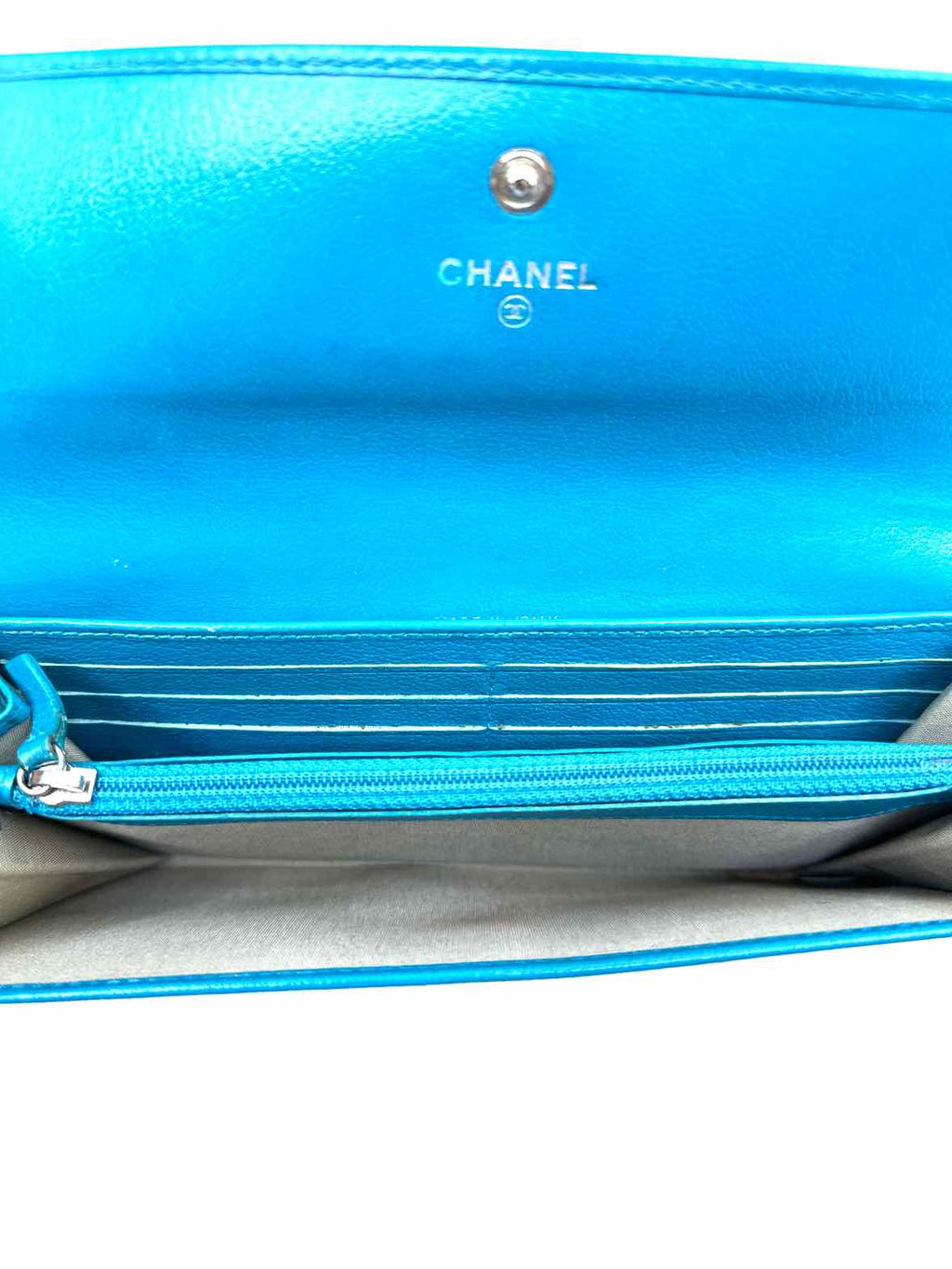 CHANEL Turquoise Leather Wallet