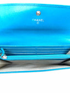 CHANEL Turquoise Leather Wallet