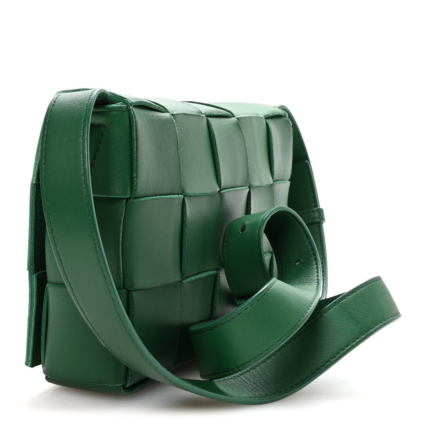 Lambskin Maxi Intrecciato Cassette Crossbody Bag Racing Green