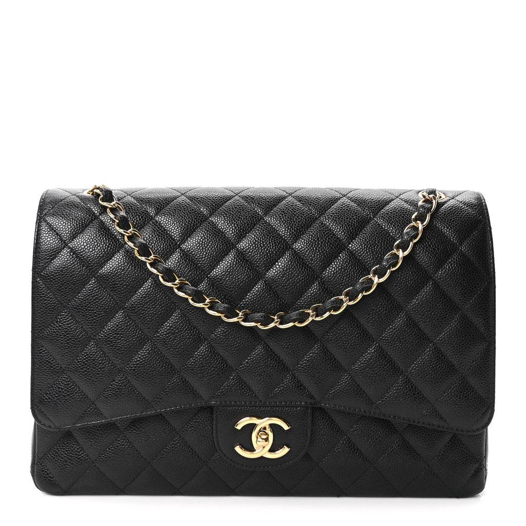 Caviar Quilted Maxi Double Flap Black