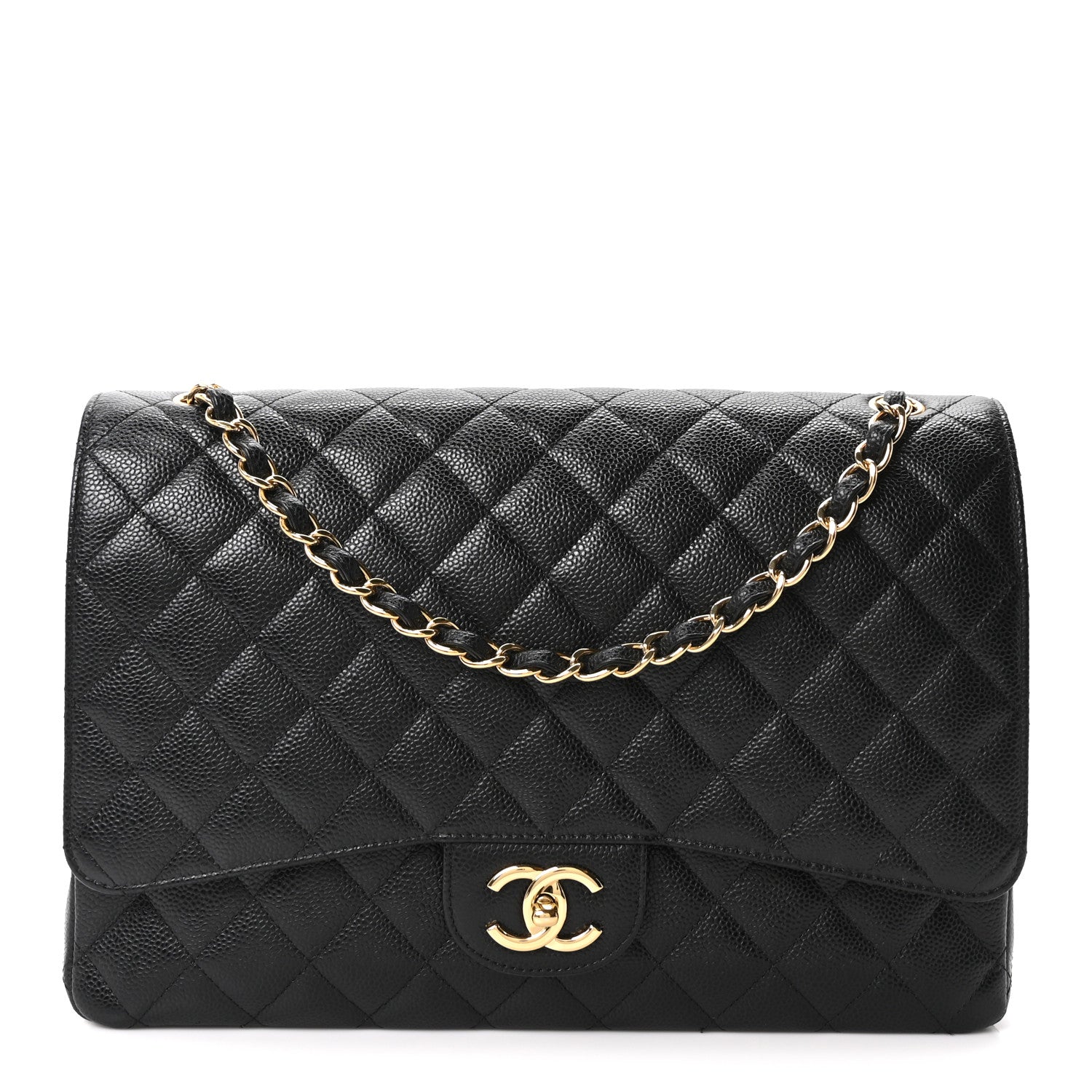 Caviar Quilted Maxi Double Flap Black