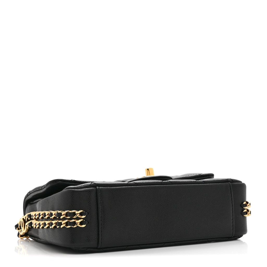 Caviar Quilted Mini CC You Flap Black