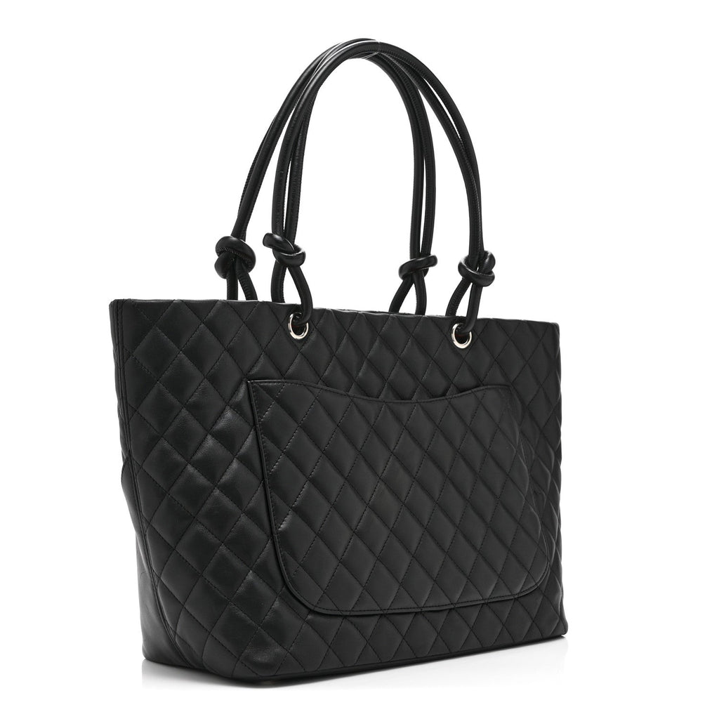 Calfskin Quilted Large Cambon Tote Black
