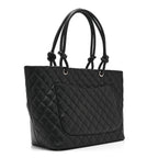Calfskin Quilted Large Cambon Tote Black