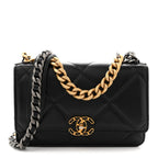 Lambskin Quilted Chanel 19 Wallet On Chain WOC Black