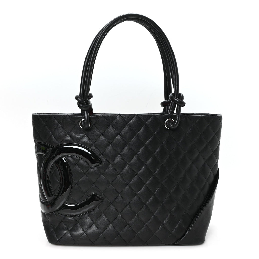 Calfskin Quilted Large Cambon Tote Black