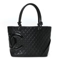 Calfskin Quilted Large Cambon Tote Black