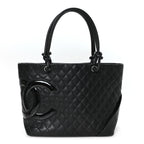 Calfskin Quilted Large Cambon Tote Black
