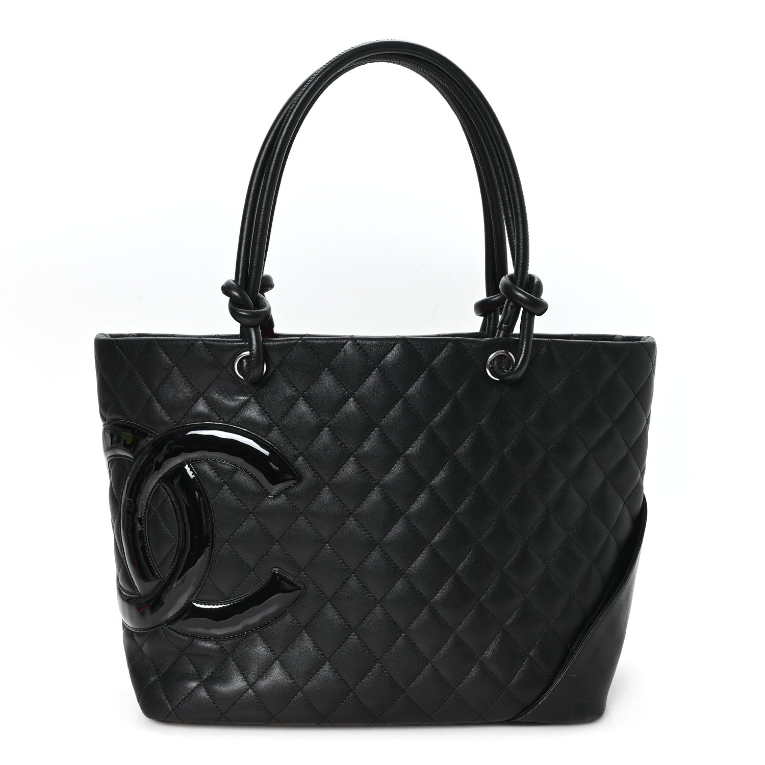 Calfskin Quilted Large Cambon Tote Black
