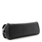 Grained Calfskin Stitched Urban Essentials Small Shopping Bag Black