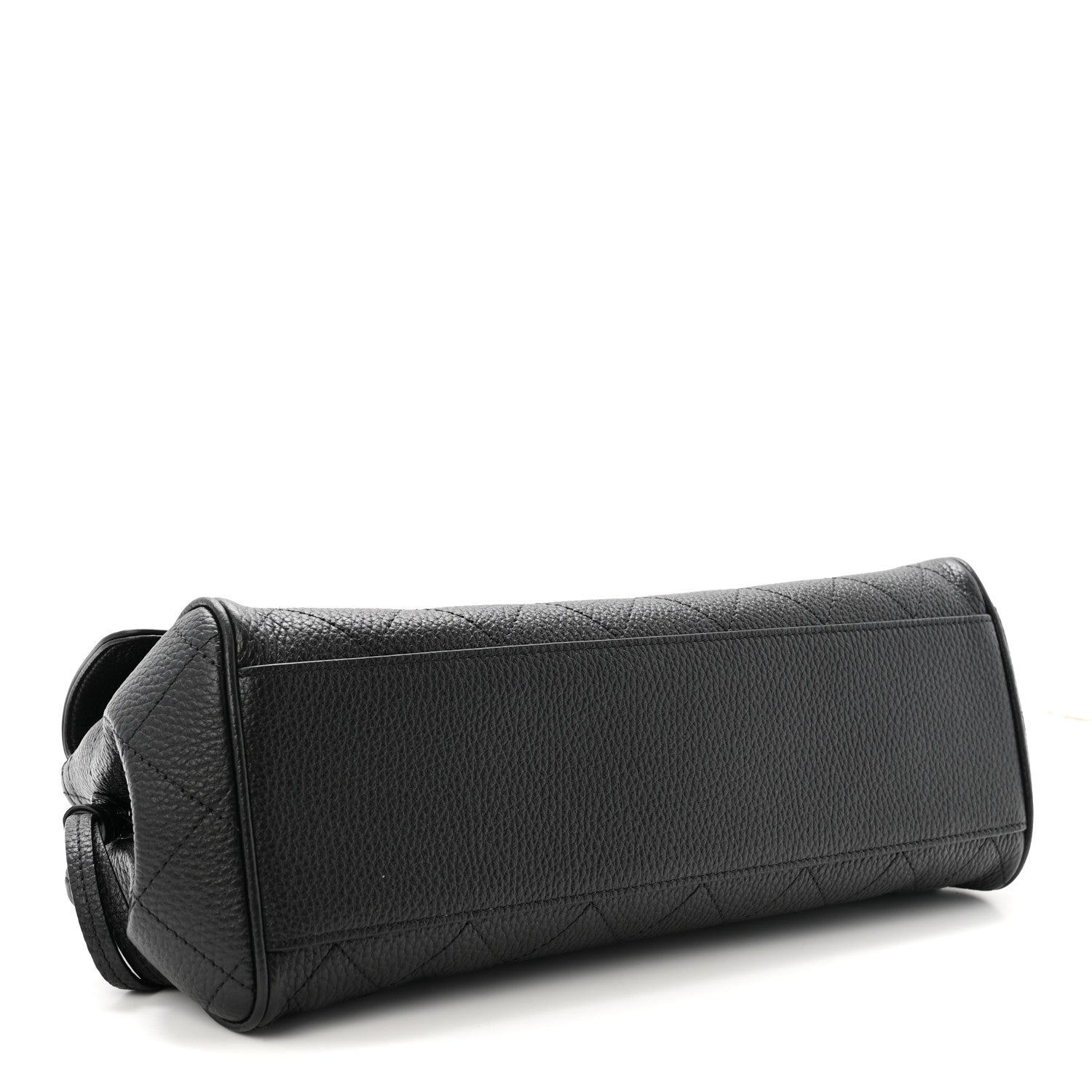 Grained Calfskin Stitched Urban Essentials Small Shopping Bag Black