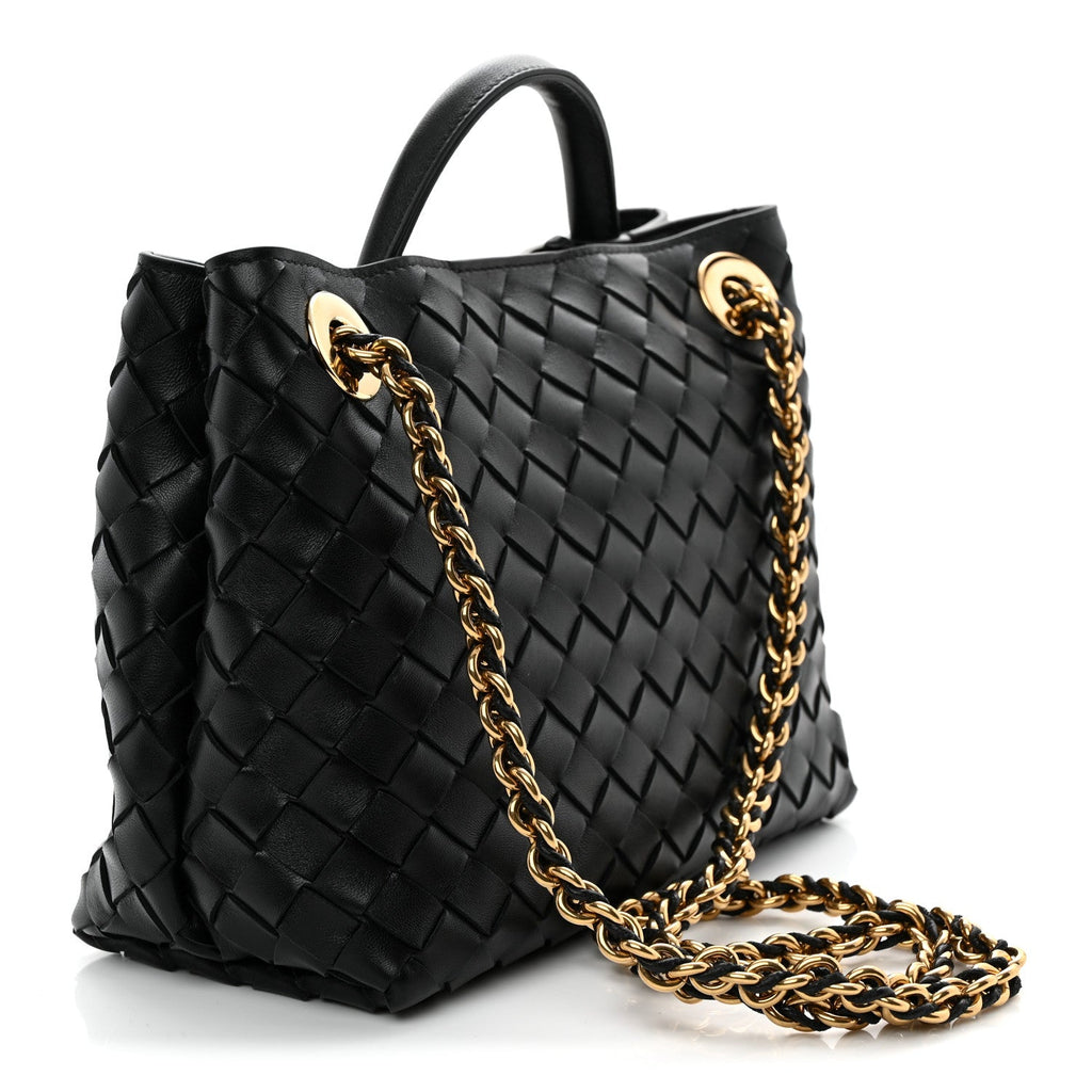 Nappa Intrecciato Small Andiamo With Chain Shoulder Bag Black