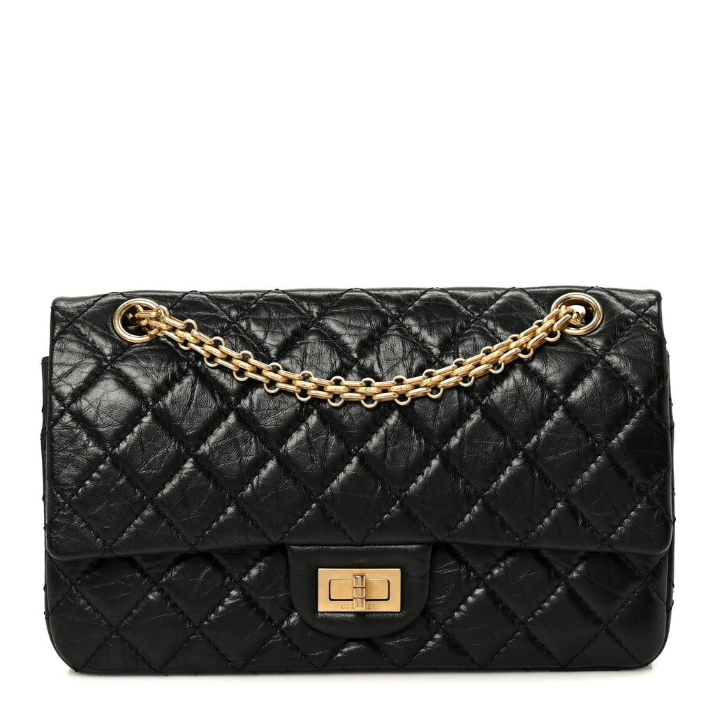 Aged Calfskin Quilted 2.55 Reissue 225 Flap Black