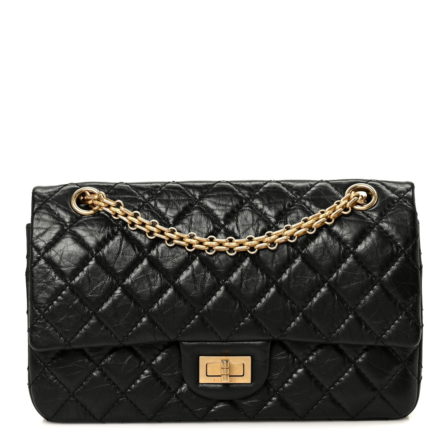 Aged Calfskin Quilted 2.55 Reissue 225 Flap Black