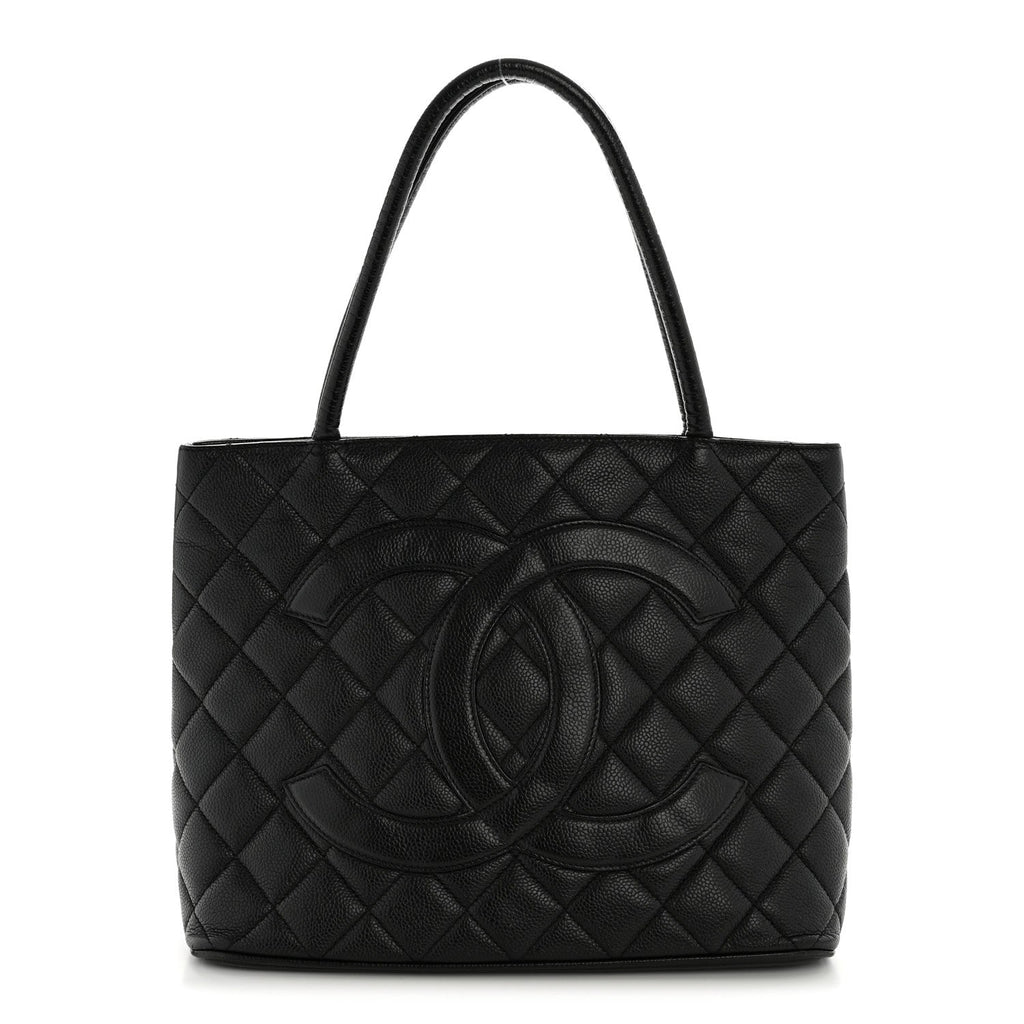 Caviar Quilted Medallion Tote Black