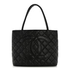 Caviar Quilted Medallion Tote Black