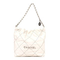 Shiny Calfskin Quilted Small Chanel 22 White Black