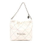 Shiny Calfskin Quilted Small Chanel 22 White Black