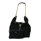 Suede Quilted Medium Chanel 25 Handbag Black