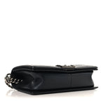 Lambskin Braided Woven Medium Boy Flap Black